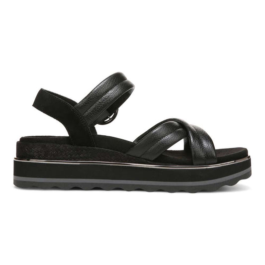 Reyna Flatform Sandal - Black Leather