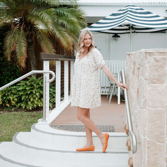 Lifestyle image for Violet Mary-Jane Flats - Coral