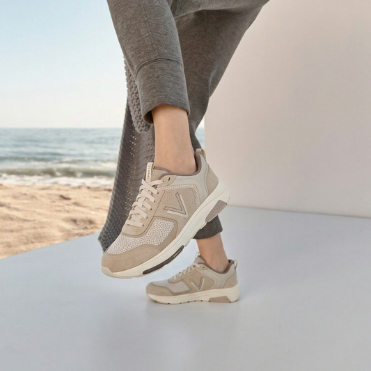 Lifestyle image for Walk Strider Knit Mesh Sneaker - Beige