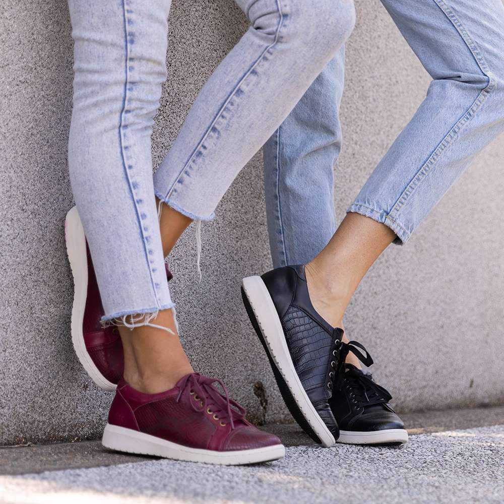 Belinda Lace-Up Casual Sneaker - Burgundy Snake