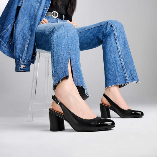 Lifestyle image for Sophie Slingback Pump - Black Leather